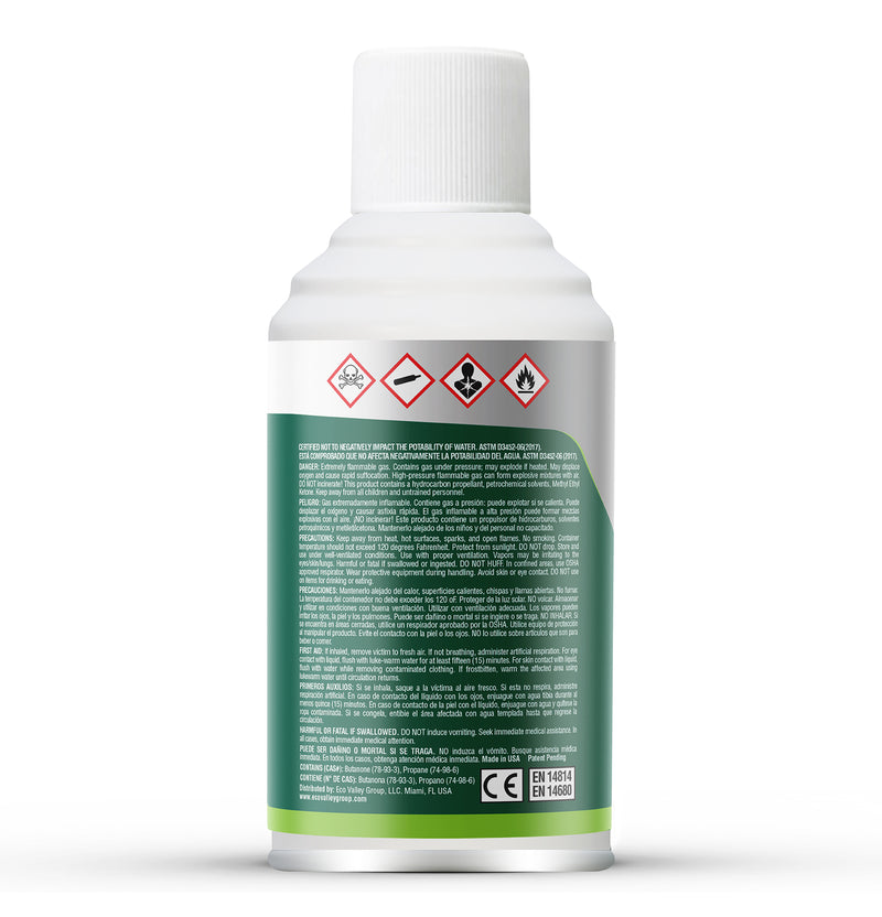 Pegamento en aerosol marca SUMGAS para distintos tipos de tuberías (PVC, CPVC, ABS, DWV) de hasta 2". 