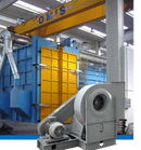 Rodete de álabes curvados hacia atrás. Acoplamiento a transmisión. Ventilador centrífugo con accionamiento por poleas y correas, y simple aspiración. Chapa de acero protegida contra la corrosión mediante tratamiento por cataforesis + pintura poliuretana. Temperaturas del aire a transportar: -20ºC/+60ºC en continuo