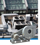 Rodete de álabes curvados hacia atrás. Acoplamiento a transmisión. Ventilador centrífugo con accionamiento por poleas y correas, simple aspiración. Chapa de acero protegida contra la corrosión mediante tratamiento por cataforesis + pintura epoxy. Temperaturas del aire a transportar: -20ºC/+60ºC en continuo