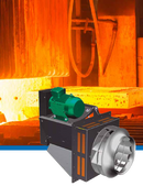 Ventilador centrífugo a transmisión por poleas y correas, para la recirculación de gases calientes. Cajón aislado fabricado en chapa de acero con lana de roca de alta densidad. Pintura anticalórica. Rodete de álabes curvados hacia atrás de alto rendimiento de la gama FR. Apto para trabajo horizontal o vertical