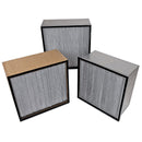Filtro de aire absoluto HEPA. 99.97% de eficiencia en partículas de 0.3 Micras. Separadores de aluminio, marco de madera o metal. Probados individualmente con D.O.P antes de empacarse. Aplicaciones: Hospitales y cuartos limpios