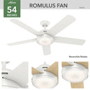 Hunter Ventilador de Techo Romulus con Luz LED 54 Pulgadas